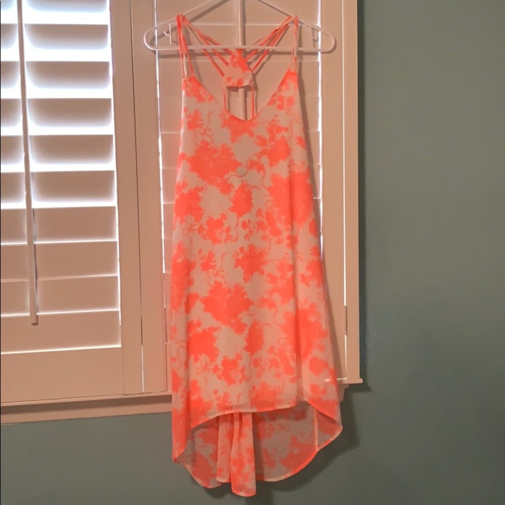 Neon Coral Midi Dress